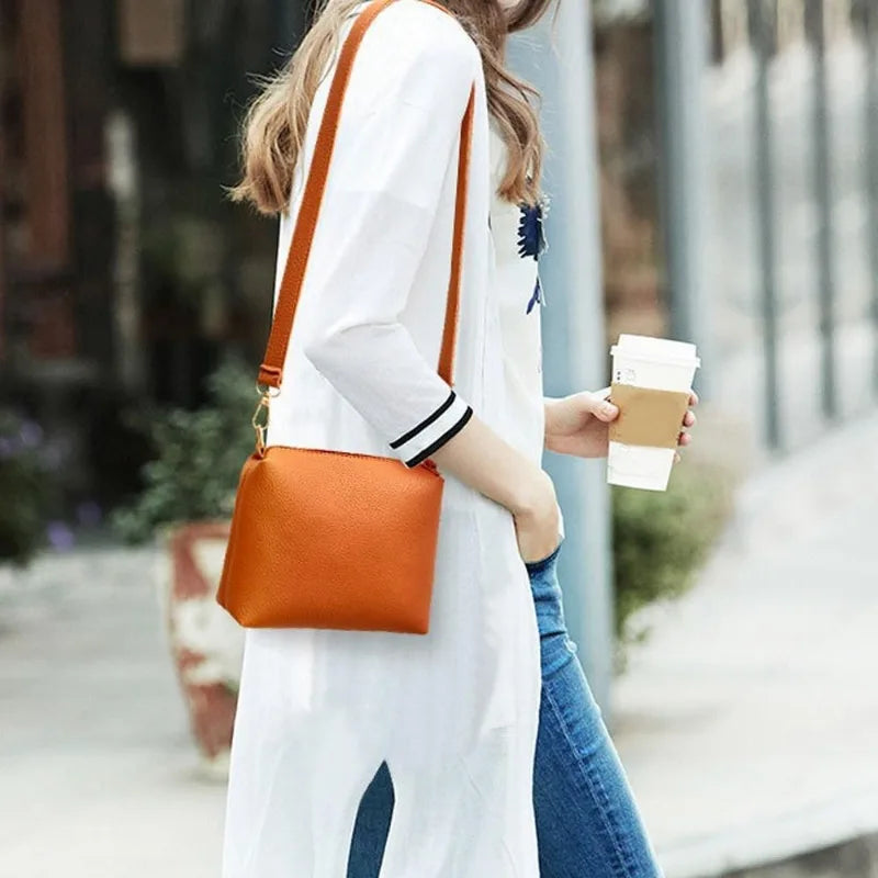 4-teiliges Damen Lederhandtaschen Set mit Umhängetaschen und Kartenetui