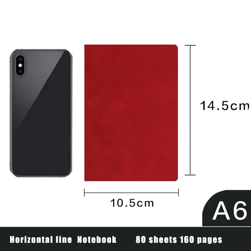 A6 Notizbuch Business Leder Optik Liniert 160 Seiten Notizen Journal