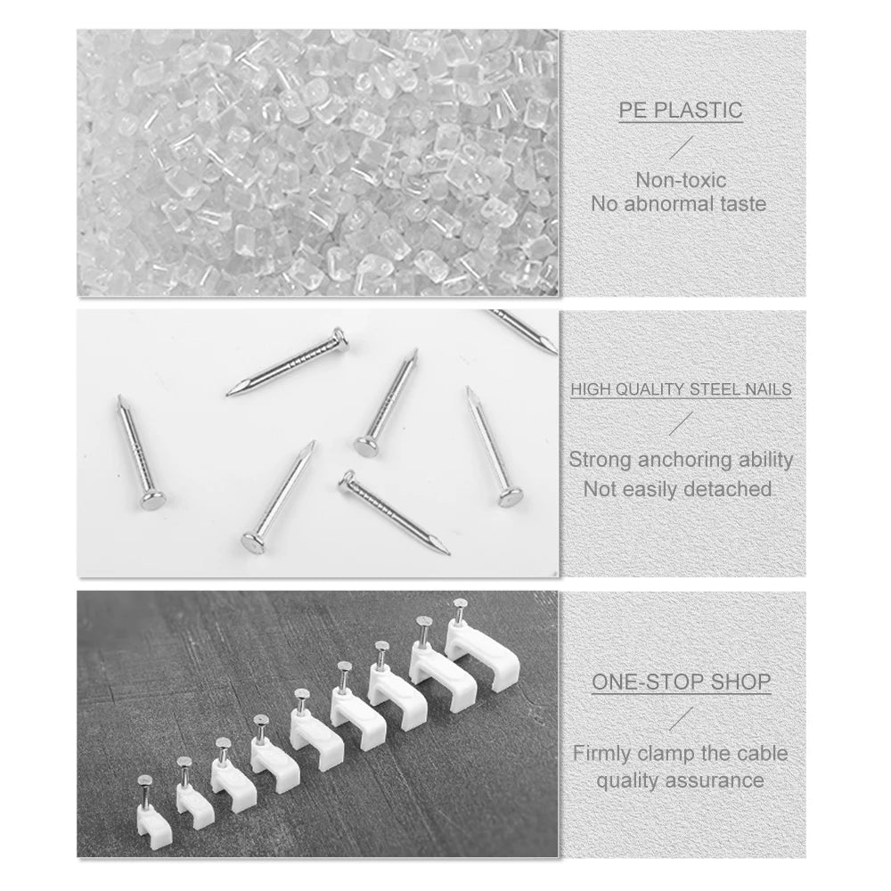 100x Flache Kabelklemmen Set für Drahtmanagement 4-14mm - Kabelhalter