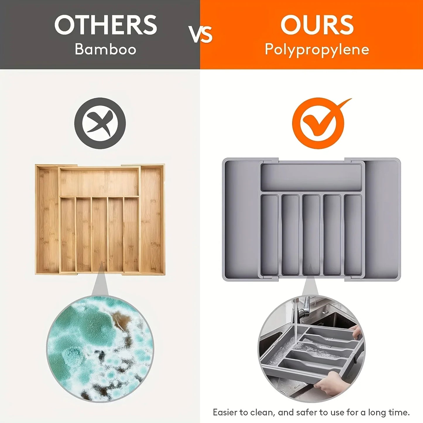 Verstellbarer Kunststoff Besteck Organizer mit Trennwänden