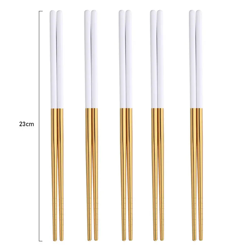 5 Paar 304 Edelstahl Essstäbchen – Wiederverwendbar, rutschfest, spülmaschinenfest