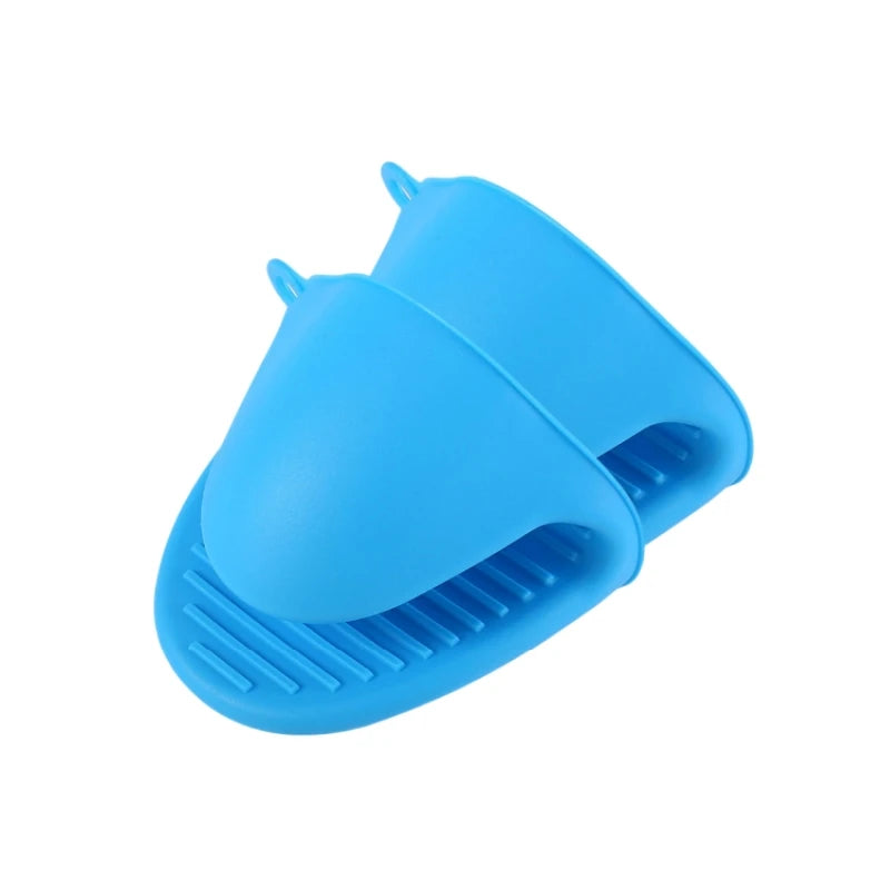 2er Set dicke Silikon Ofenhandschuhe mit Anti-Rutsch Topfclips Küche