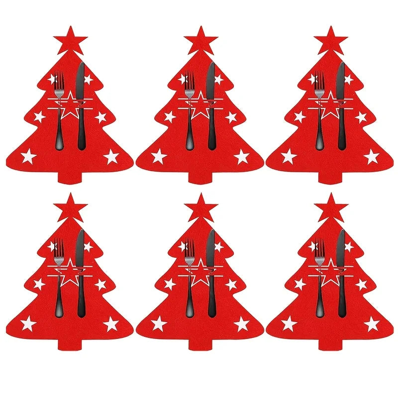 12 Stück Filz Tischdekorationen Weihnachten Besteckhalter Tischsets-Yabubestshop