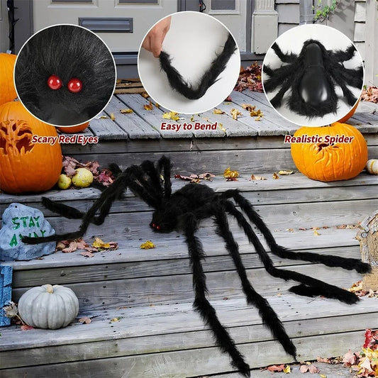 Große Halloween Spinne Deko in verschiedenen Größen für Gruselfeste