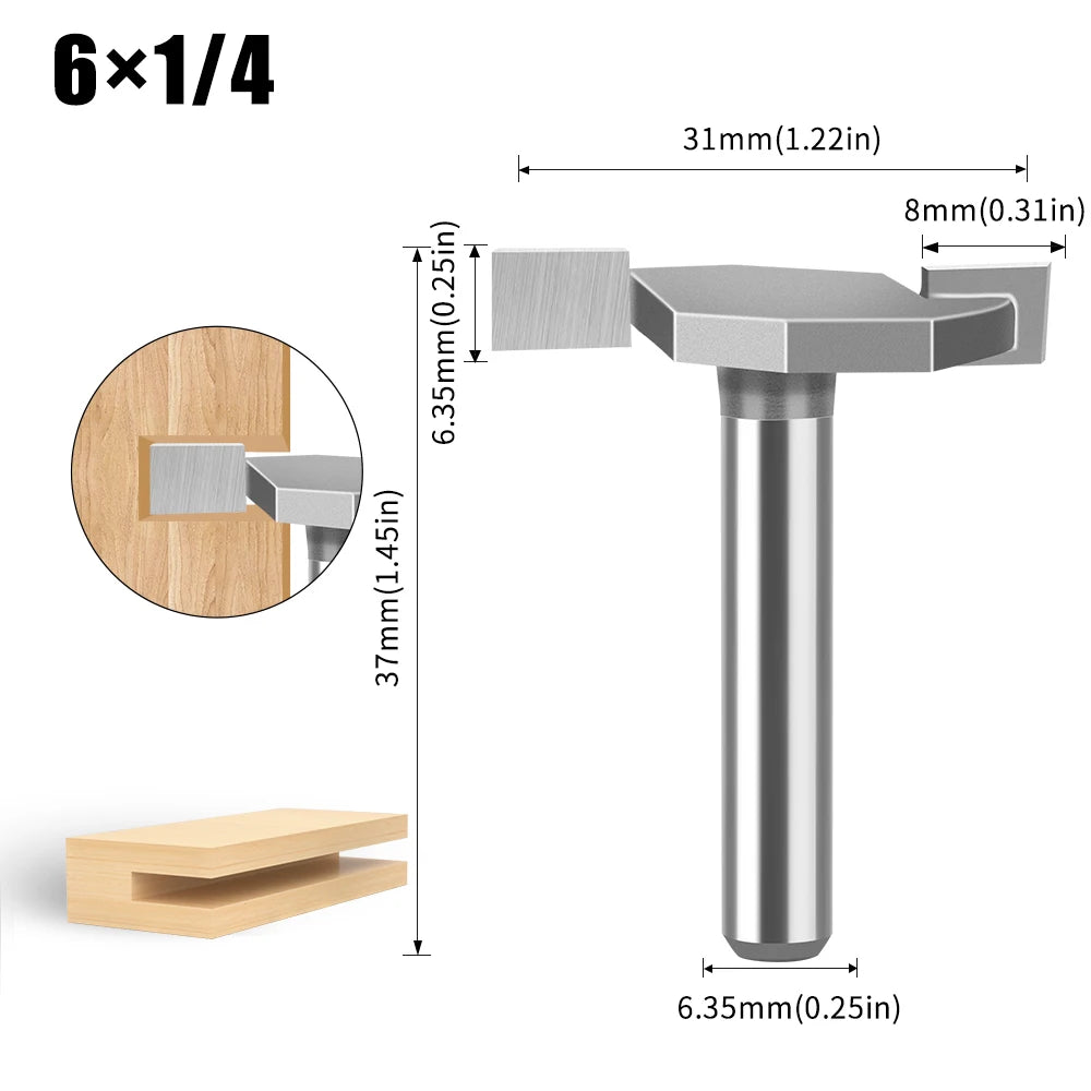 Wolframlegierung T-Cutter Router Bit 6mm 12mm Schaft Fräskopf für Holz