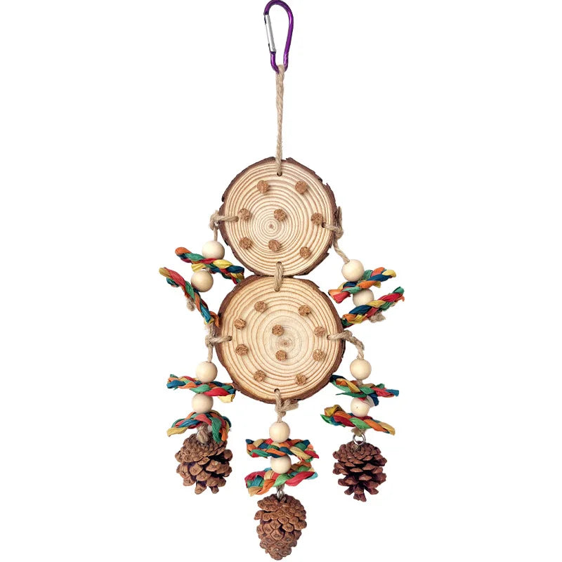 Papagei Kauspielzeug Set mit Maisschale Tannenzapfen Holz für Haustiere