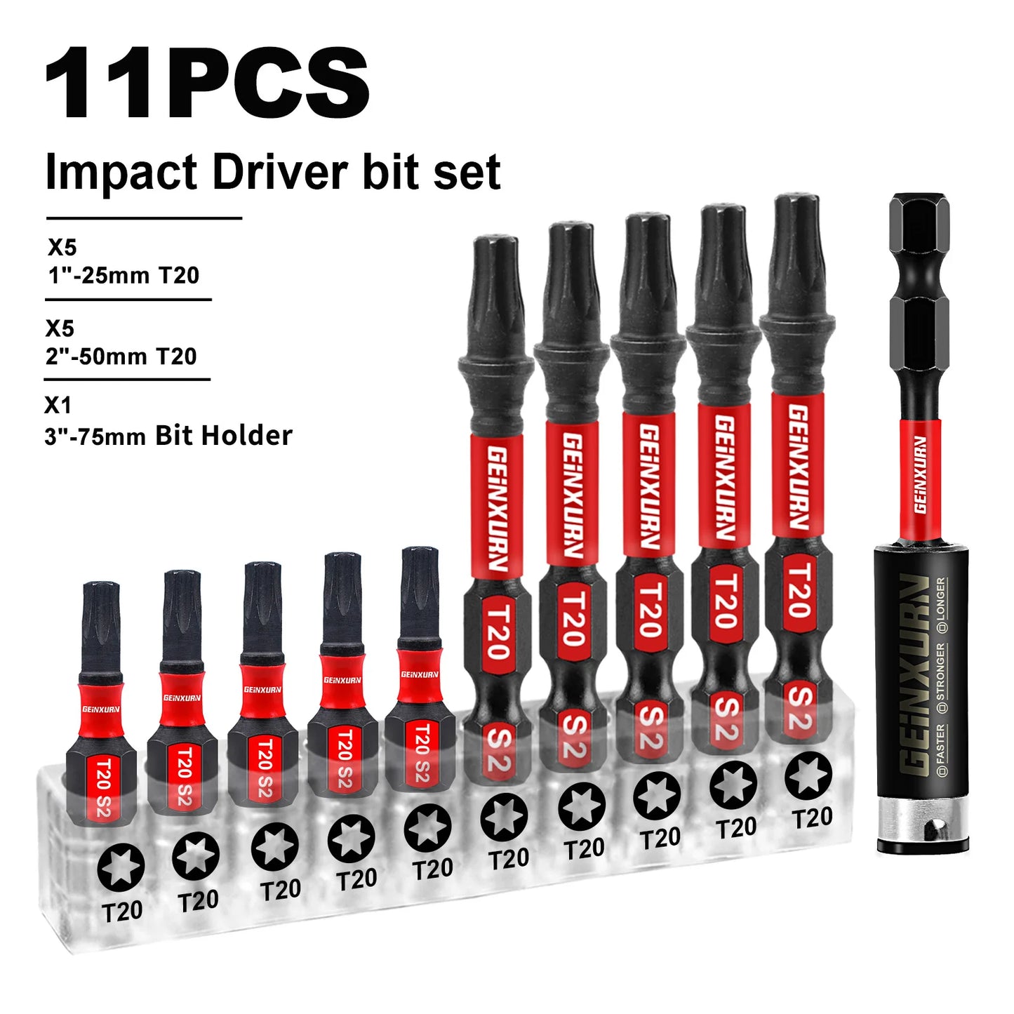 Magnetisches Torx Schraubendreher Bit Set T20 T25 aus S2 legiertem Stahl