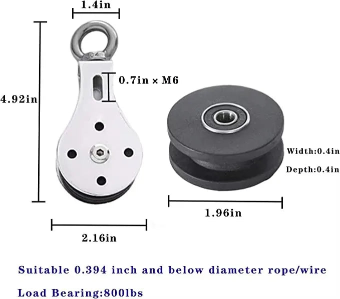 Fitness Training Umlenkrolle Pulley aus Edelstahl für Kraftübungen Zuhause