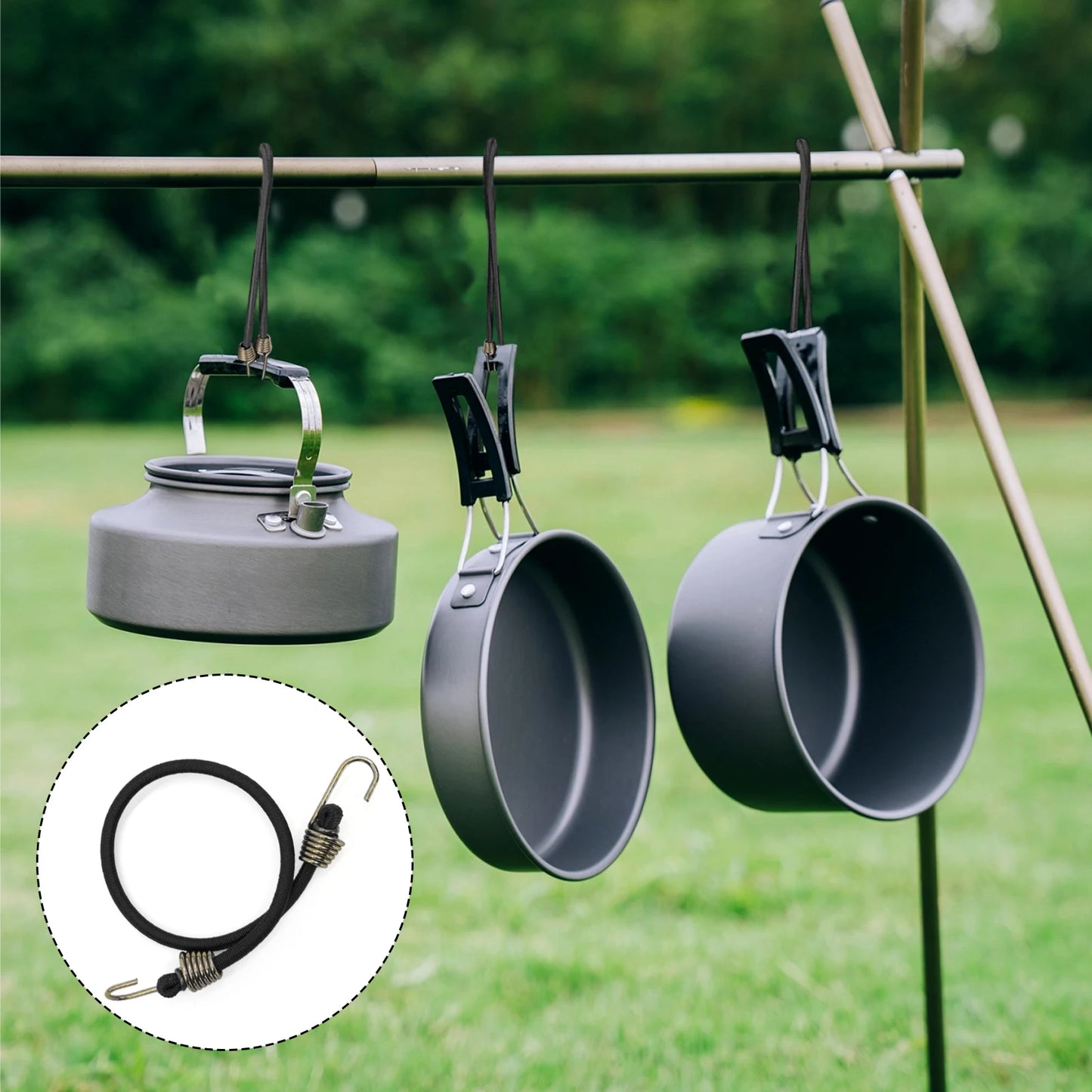 Flexibles Mini Bungee Cord Set mit Metallhaken – 5 oder 10 Stück, schwarz/grün