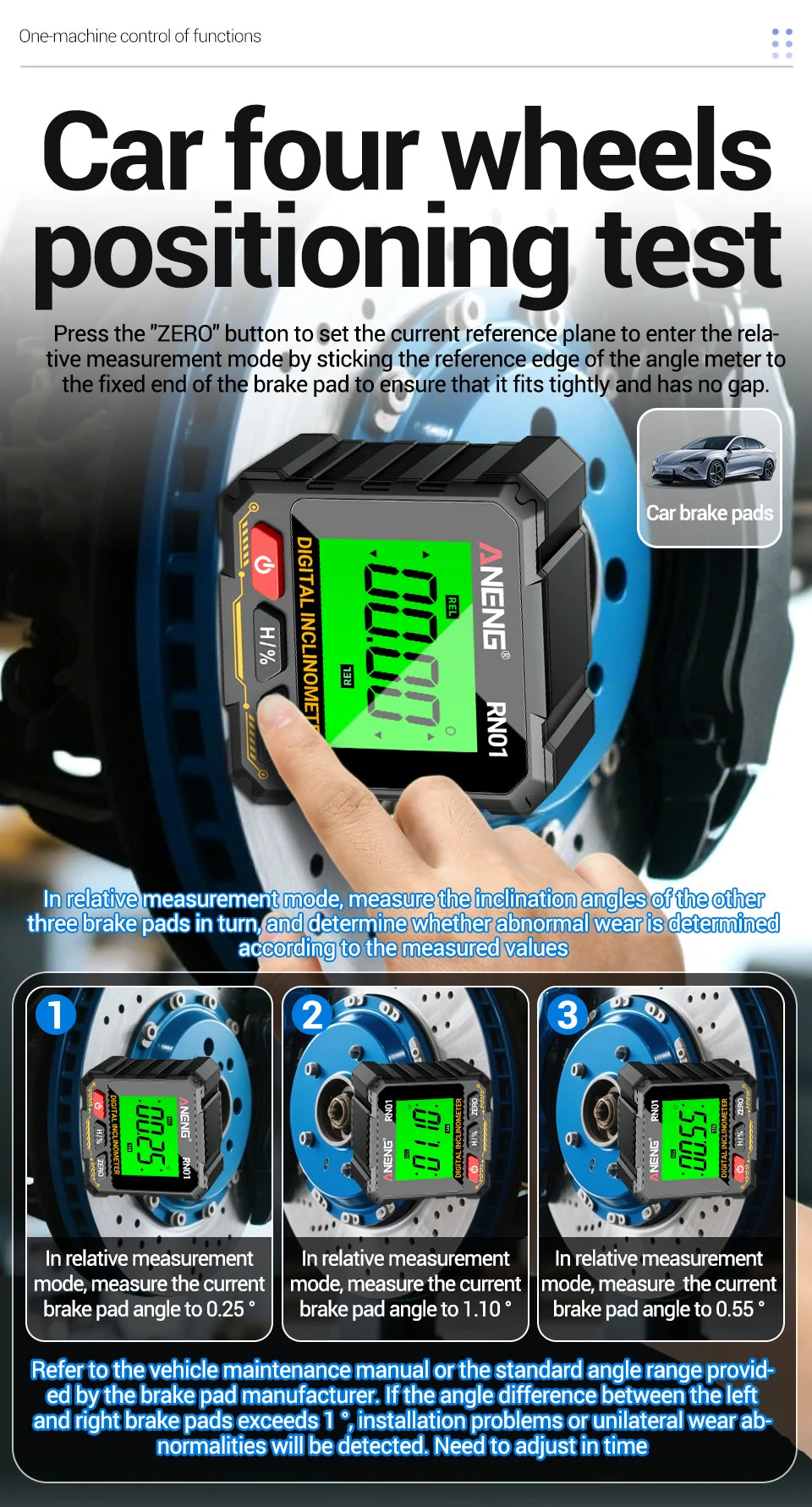 ANENG RN01 Mini Winkelmesser mit 360 Grad Neigungsmesser und Magnetfunktion-Yabubest - Home & More