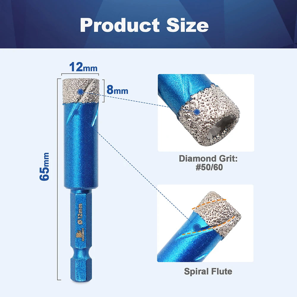 Diamantbohrer Schnellverschluss 6-14mm sechseckig für Fliesen Granit Marmor