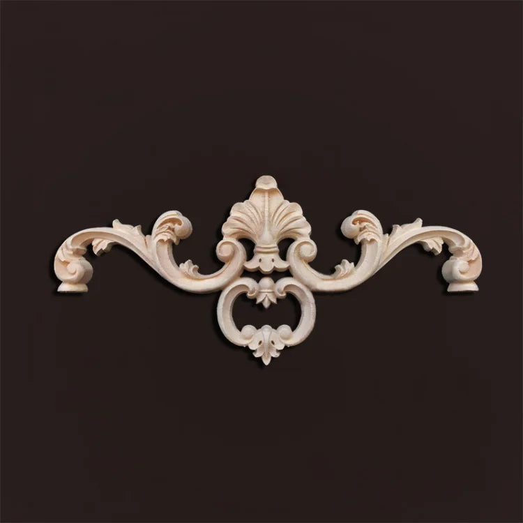 Elegante Holz Applikation für Möbel & Wanddeko – Blumenschnitzerei