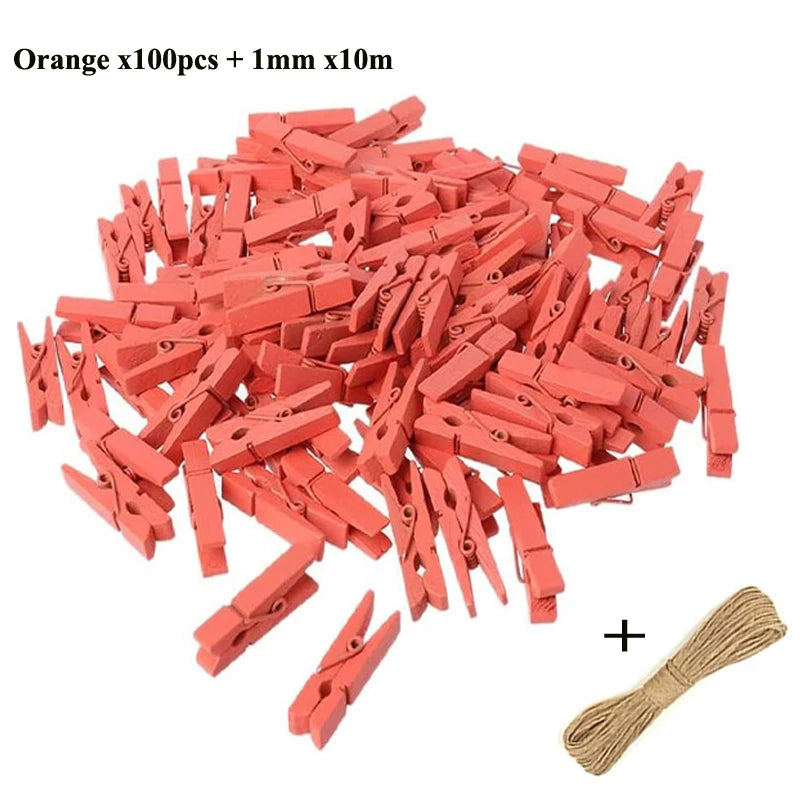 Mini 25mm Holzclips für Fotos & Deko – 50 oder 100 Stück Natur/Mix