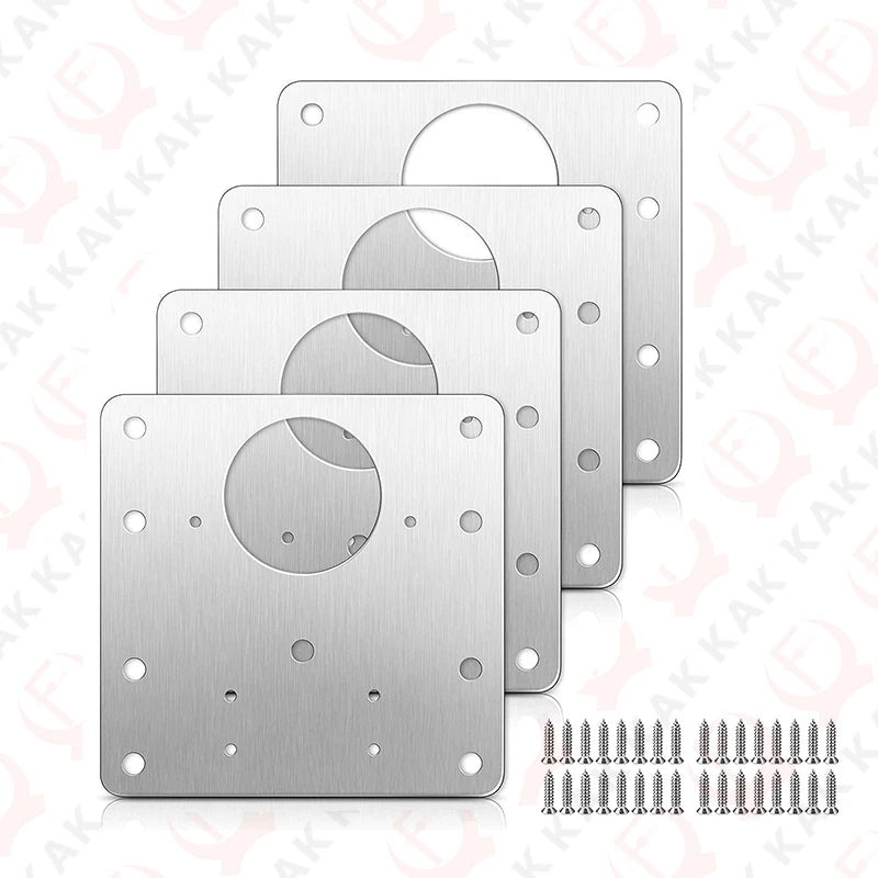 8-teiliges Scharnier Reparaturplatte aus gebürstetem Edelstahl 90x90mm
