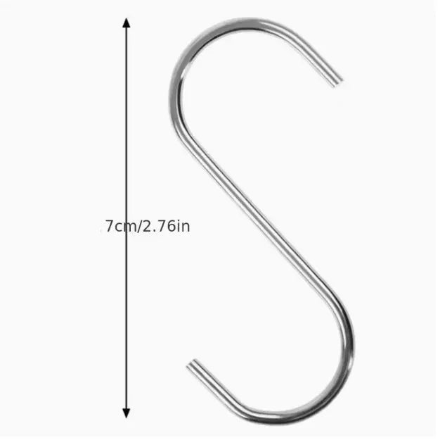 10er Set stabile Edelstahl S-Haken mit kratzfesten Kappen verstellbar