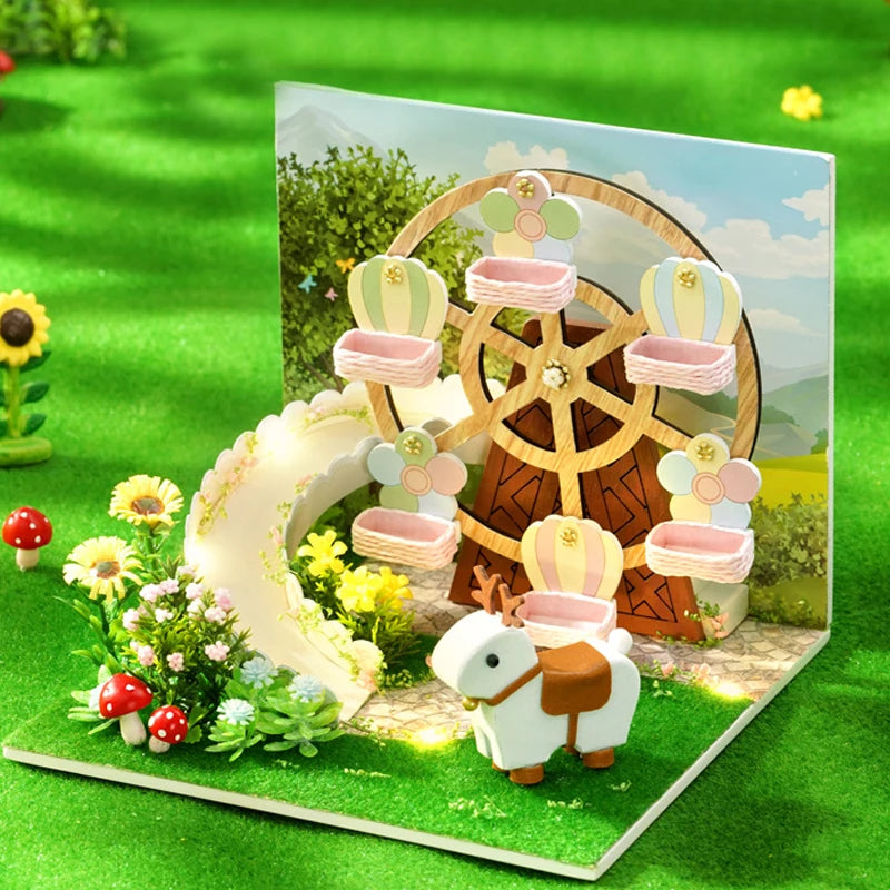 Kreatives DIY Puppenhaus Holzmodell für detailreiche Miniaturszenen