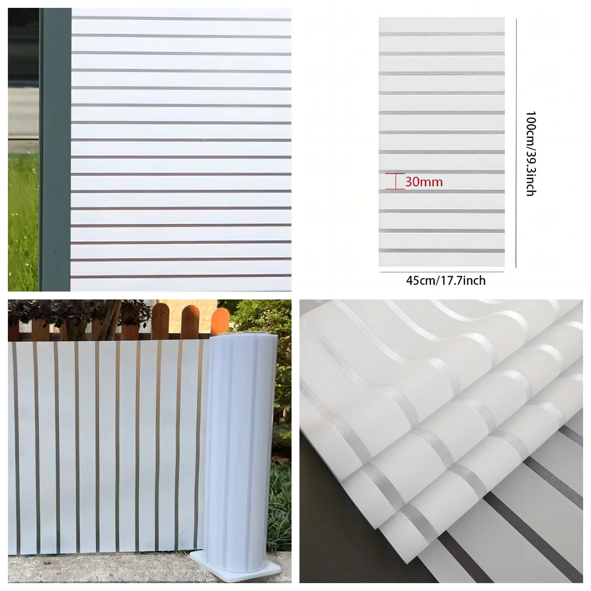 Mattierte Sichtschutzfolie mit Streifenmuster für Glasfenster