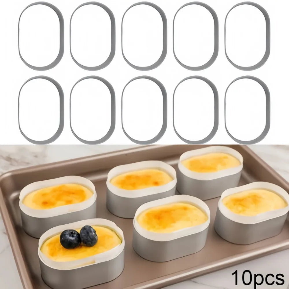 10er Set Edelstahl Backformen Oval Rund für Mousse Kuchen Gebäck