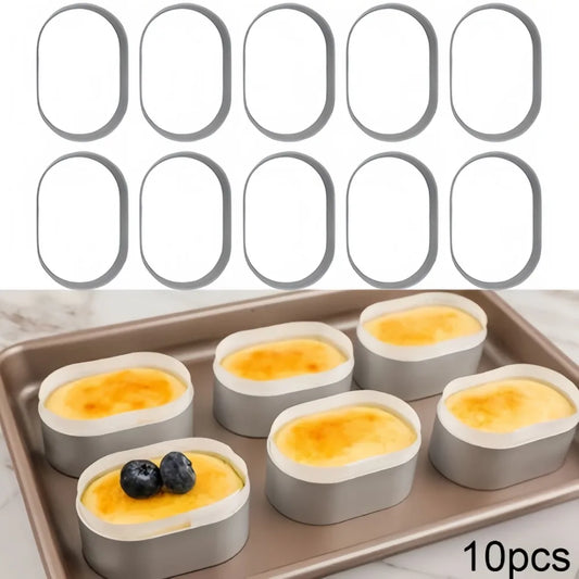 10er Set Edelstahl Backformen Oval Rund für Mousse Kuchen Gebäck