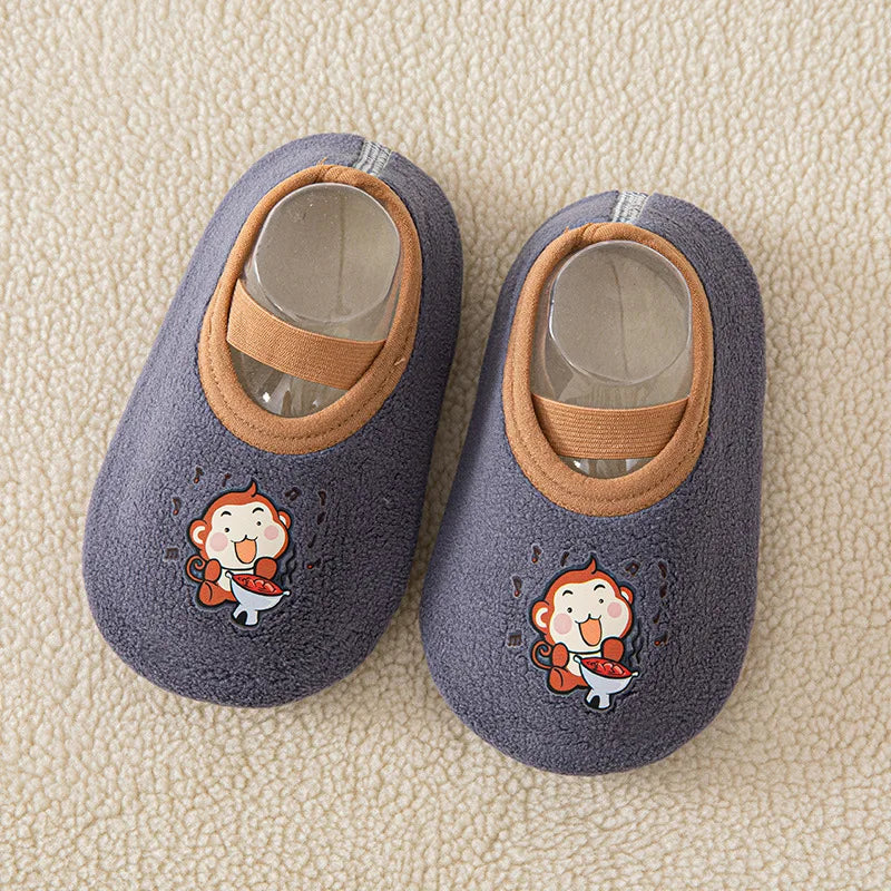Rutschfeste Fleece-Bodensocken für Babys 0-4 Jahre warme Lauflernschuhe