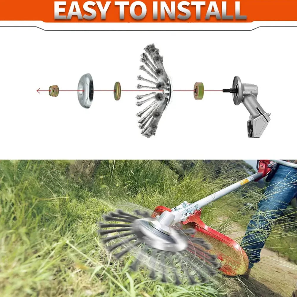 Universal Stahldraht Bürstenkopf 10 6 5 4 Zoll für Garten Unkrautentfernung