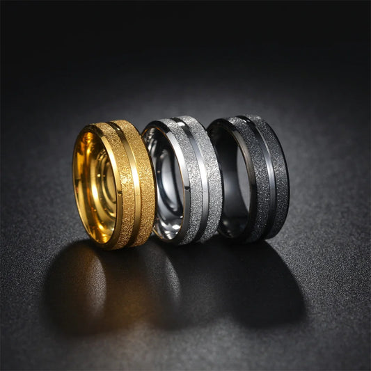 8mm Herren Edelstahl Ring mattiert sandgestrahlt Fingerring Geschenk