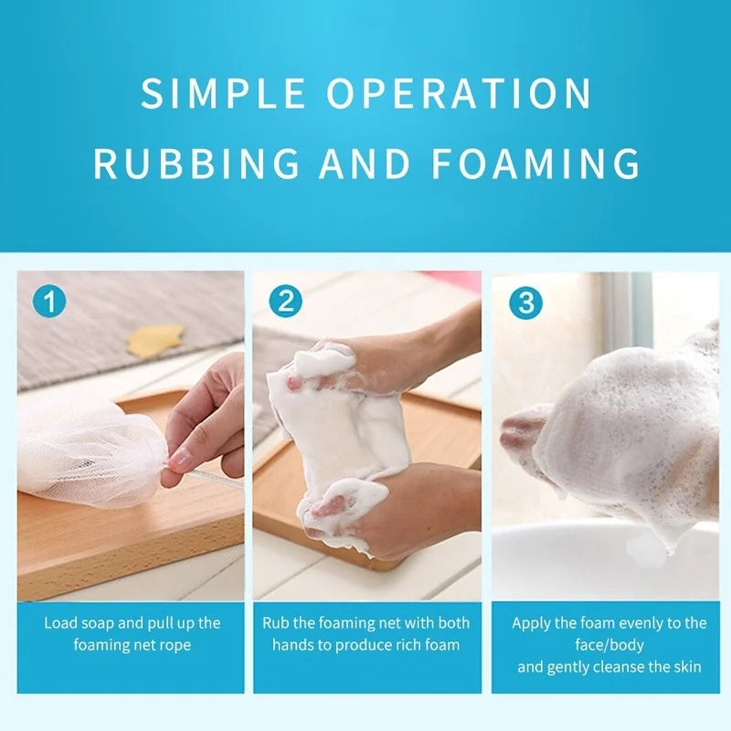 Schaumnetz mit Kordelzug für sanfte Gesichtsreinigung 5 bis 100 Stück