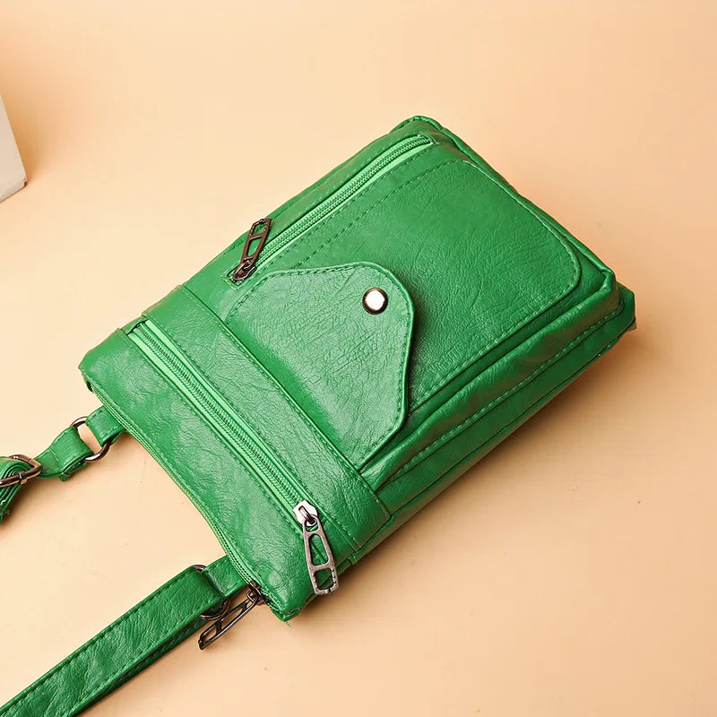 Modische Umhängetasche aus weichem Leder für Damen Handytasche