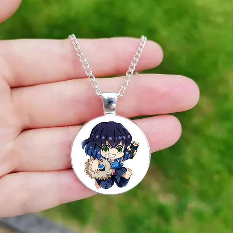 Anime Cosplay Halskette mit rundem Glas Anhänger für Fans und Sammler