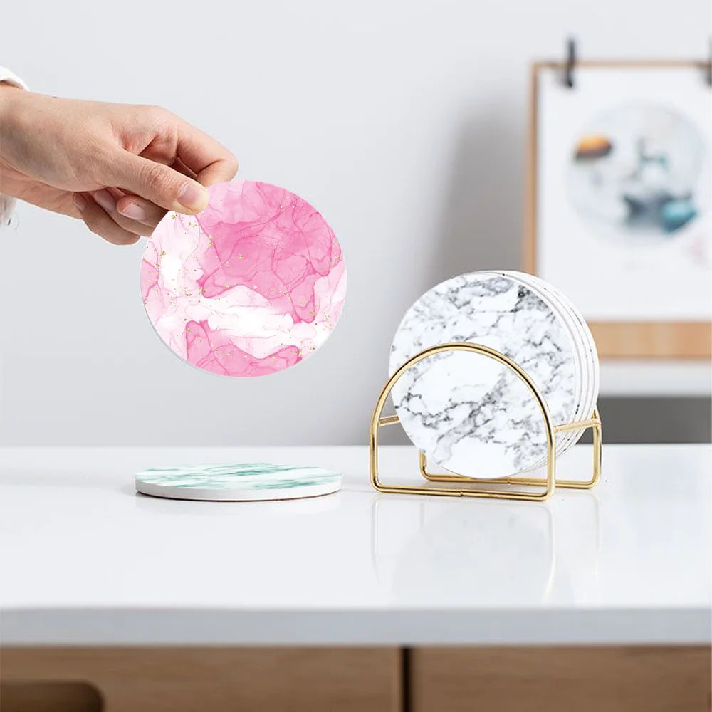 Marmor Optik Untersetzer aus Keramik und Kork für optimalen Schutz