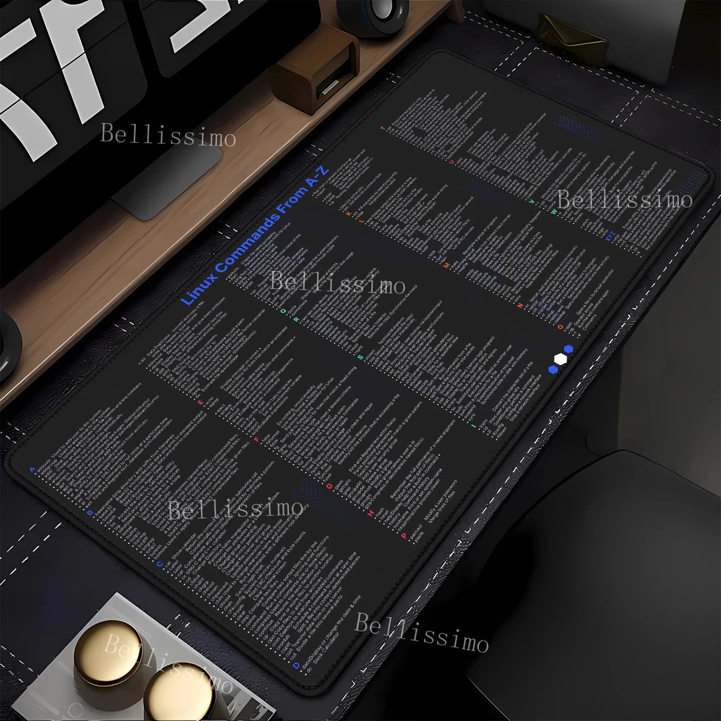 Rutschfestes großes Mauspad mit Linux Kommandos für Programmierer