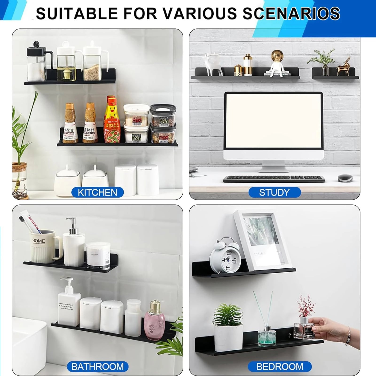 Platzsparendes Wandregal aus Aluminiumlegierung für Wohnzimmer und Bad