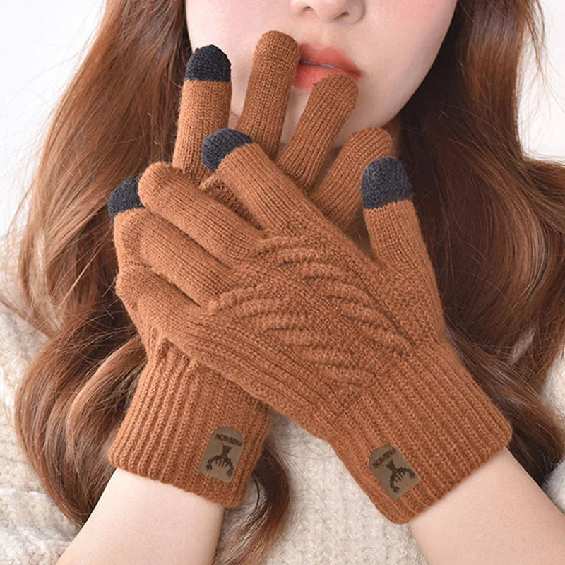 Unisex Handschuhe mit separaten Fingern und Plüschisolierung für Herbst Winter