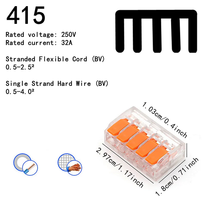 Sichere & einfache Verbindung: 10–75 orangefarbene Universal-Schnellsteckklemmen 250V/32A