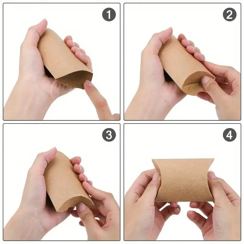 50X Mehrfarbige Kraftpapier Kissen Candy Boxen für Party Hochzeit Geburtstag Deko