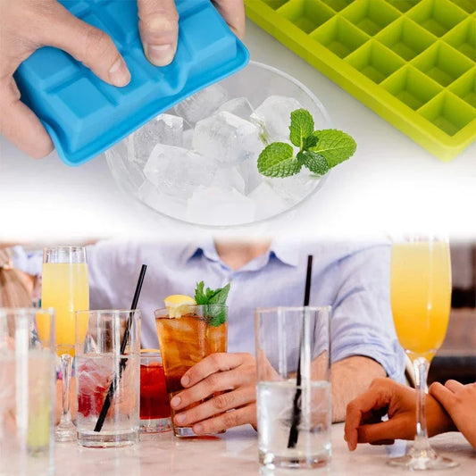 24er Silikon Eiswürfelform mit Deckel für Whiskey, Cocktails & Getränke