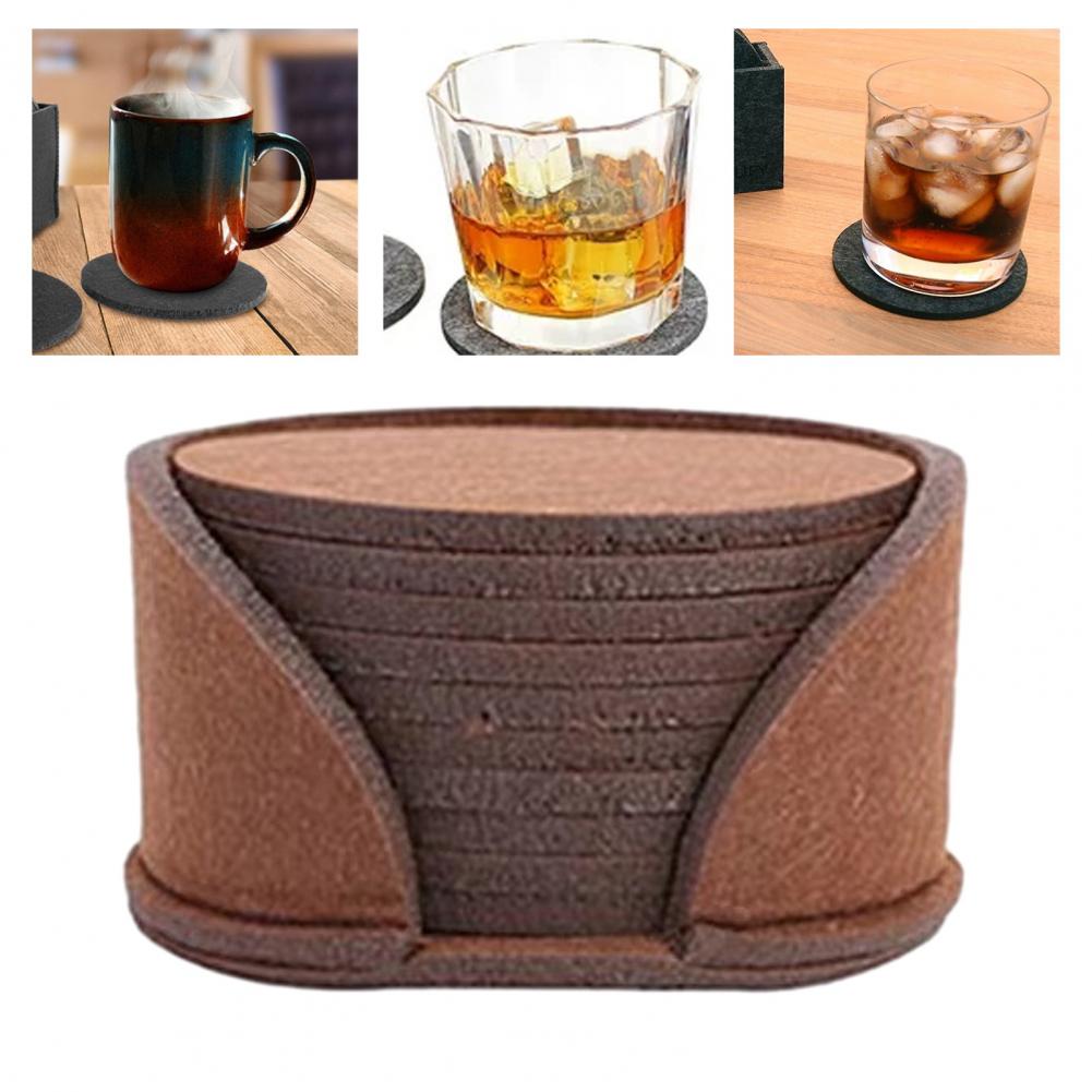 10er Set runde Filz-Untersetzer mit Wärmeisolierung und Antirutschfunktion