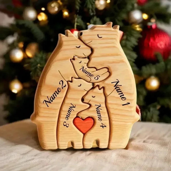 Personalisierbares Familienpuzzle aus Holz als Dekoration und Geschenk