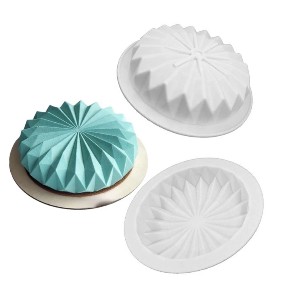 Kreative Mousse Silikon-Kuchenform rund mit Diamantspitze, hitzebeständig - wiederverwendbar