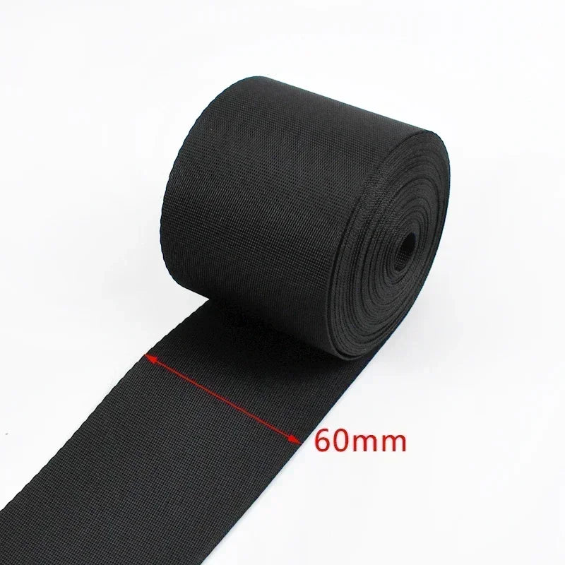 5m Schwarzes Nylon Gurtband 10-100mm für Taschen, Gurte, Haustier, DIY
