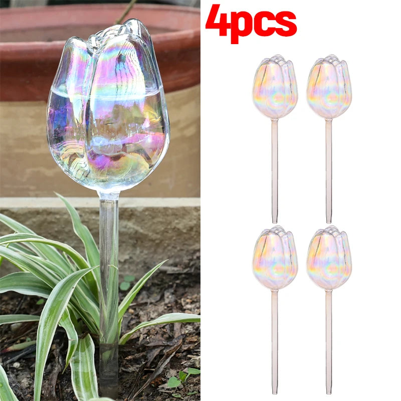 Automatische Tropfbewässerung: Rosa Borosilikatglas-Bewässerungsbälle, 1-6 Stk