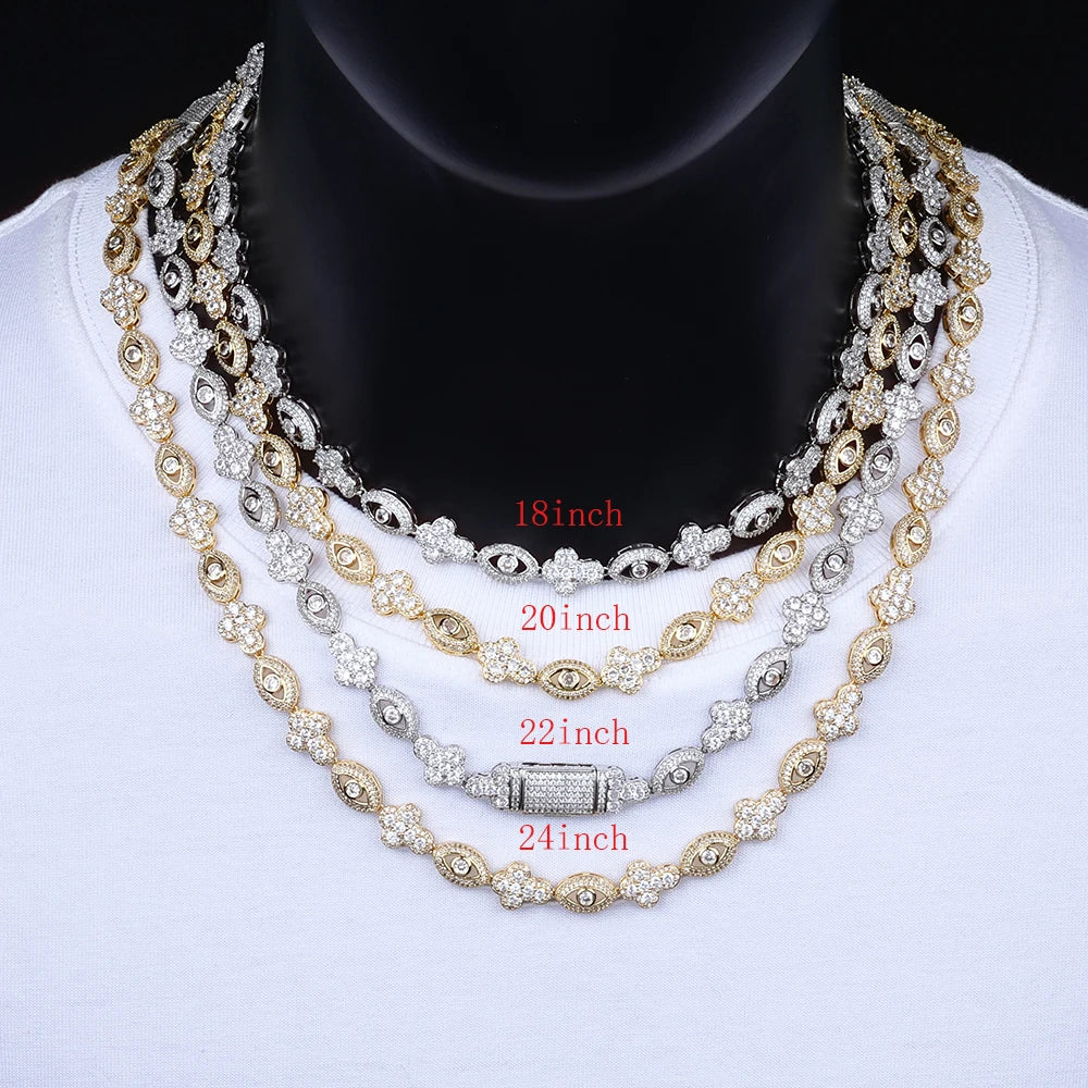 Bling Eye Kreuz Halskette für Damen & Herren – Vergoldet 5A Zirkonia