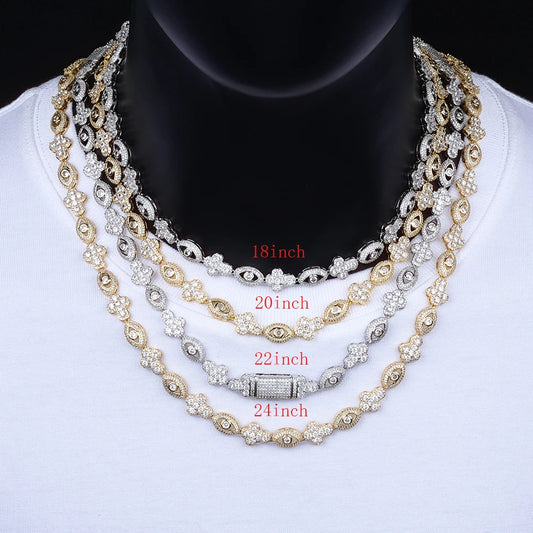 Bling Eye Kreuz Halskette für Damen & Herren – Vergoldet 5A Zirkonia