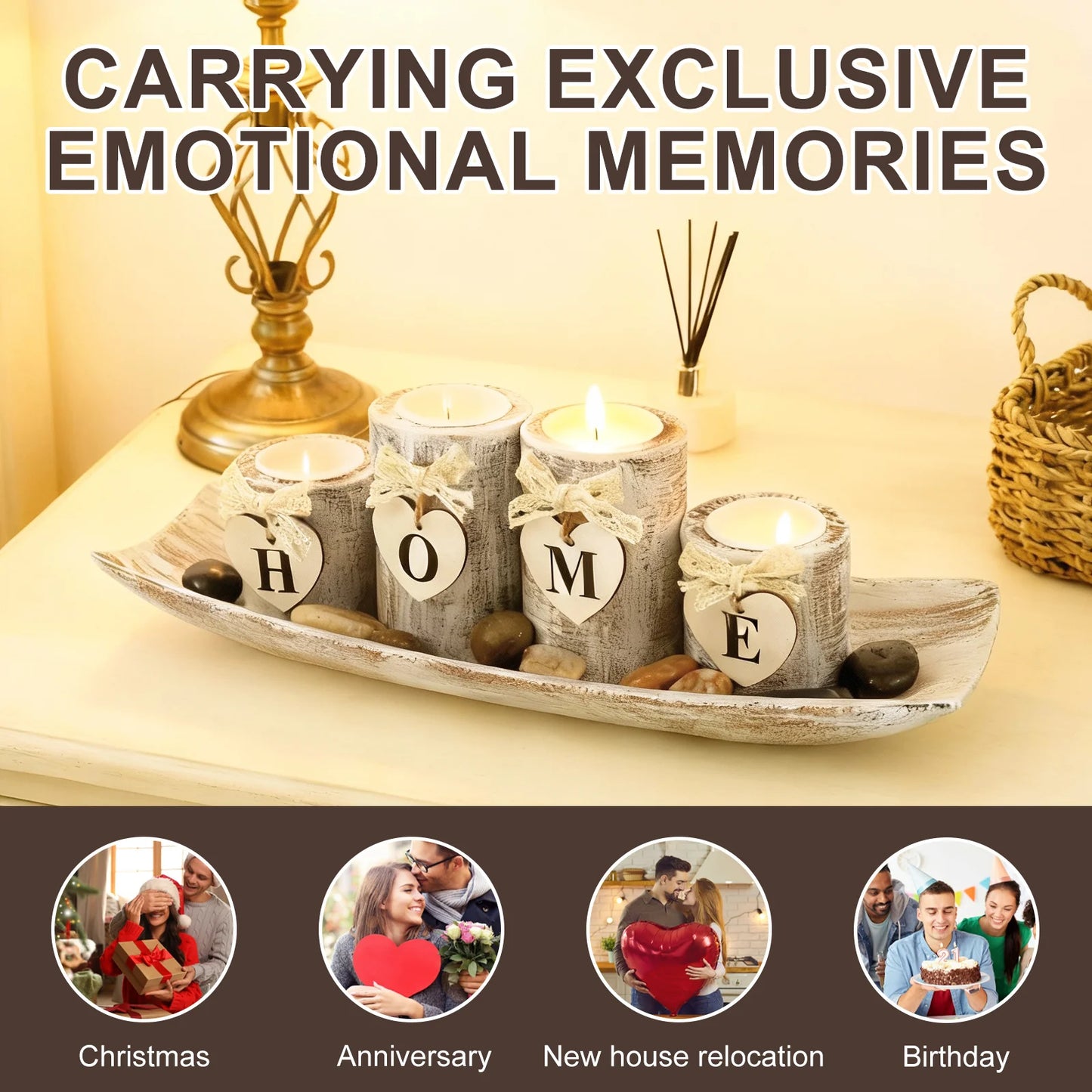 Kerzenhalter Set Holz Teelicht Tablett Esstisch Wohnzimmer Bad De