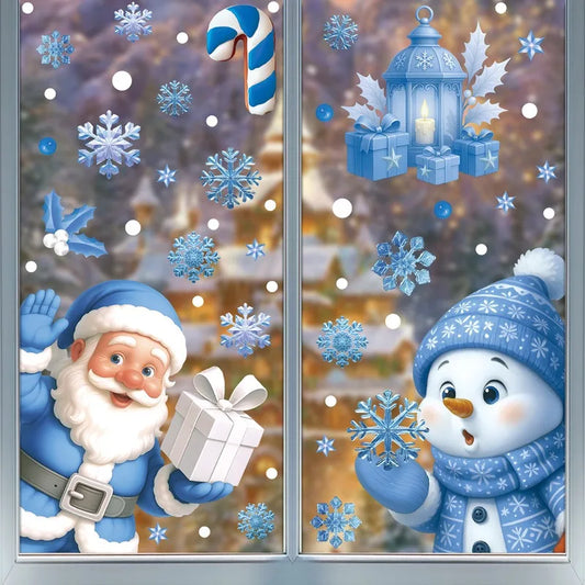 Weihnachten Fenster Aufkleber mit Schneemann Weihnachtsmann und Elch Motiven