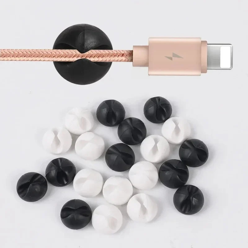 Silikon Kabelhalter rund 1cm | Mini Organizer für Desktop Kabelmanagement