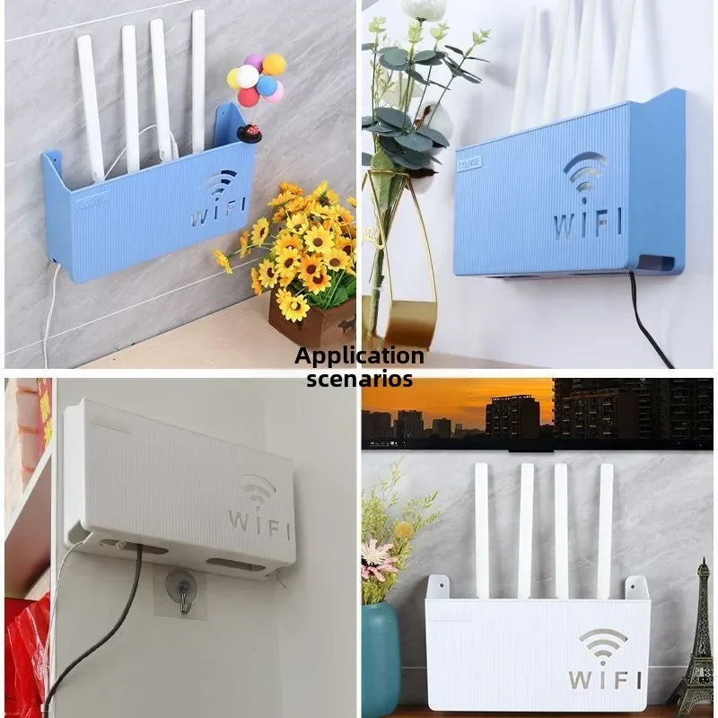 Wandmontiertes WLAN-Router-Regal mit Kabelmanagement für Wohnzimmer