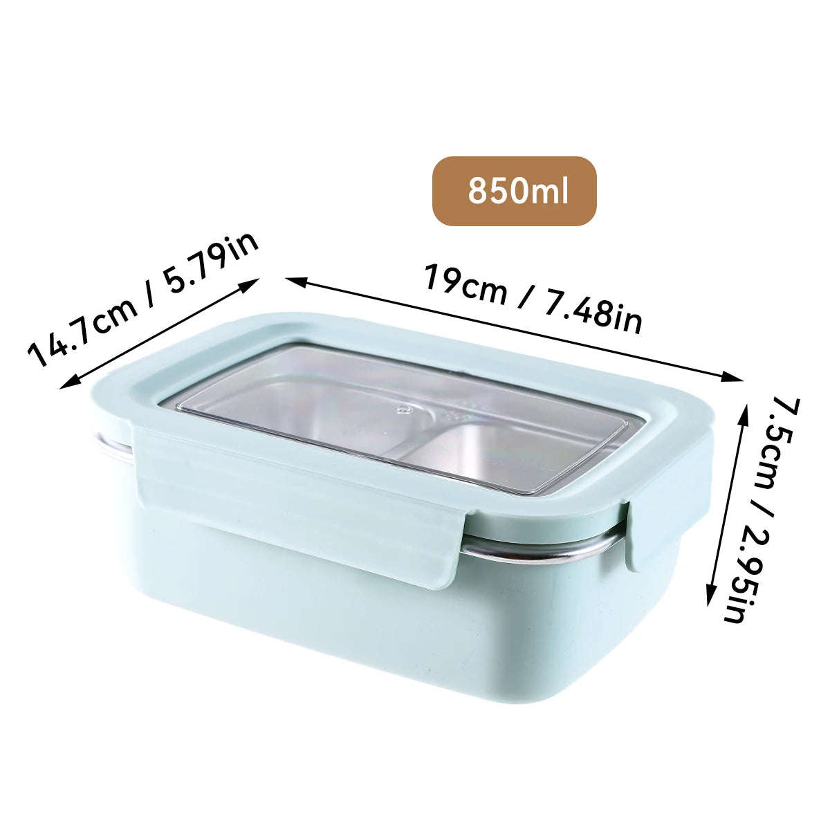 304 Edelstahl Geteilte Lunchbox – Mikrowelle, Dicht, für Schule & Büro