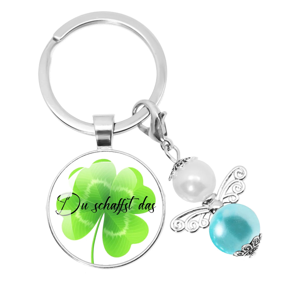 Glücksbringer Schlüsselanhänger mit vierblättrigem Kleeblatt Design