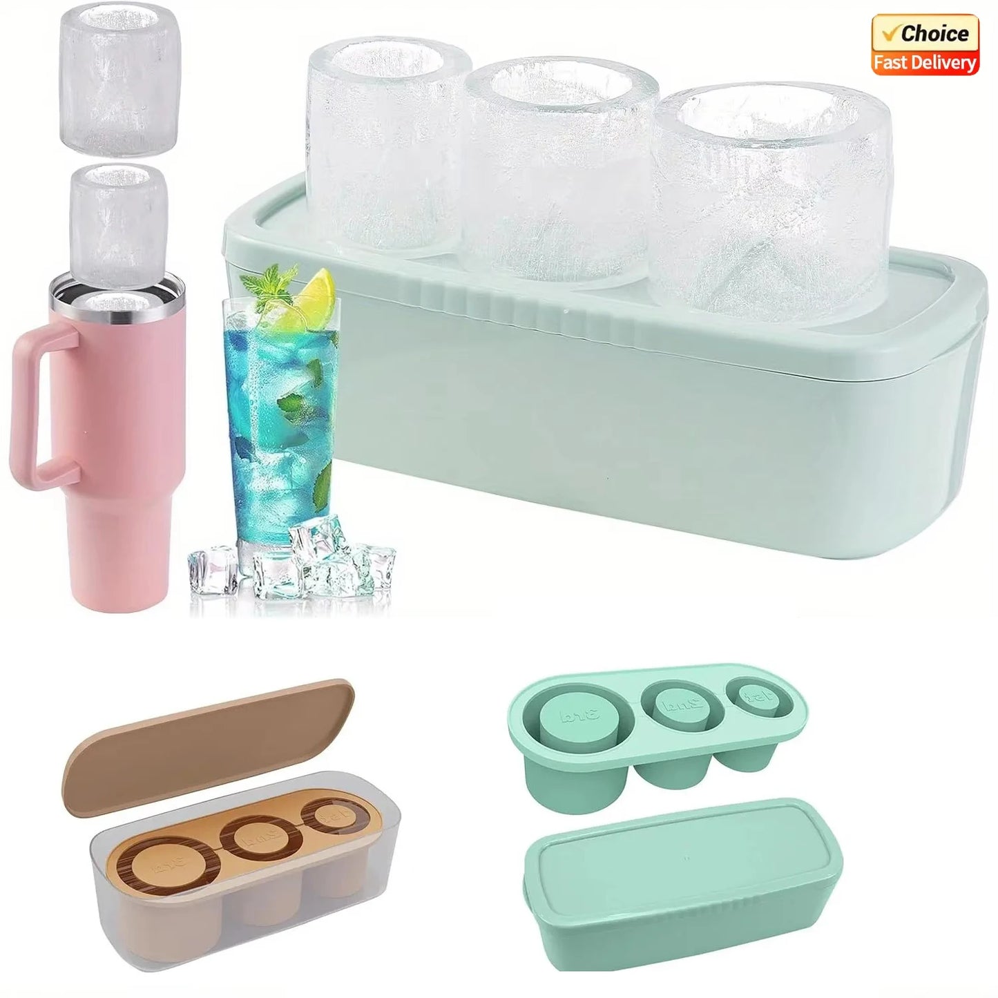 Silikon-Eiswürfelformen mit Deckel für Tumbler 20/30/40 Oz